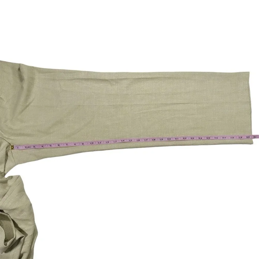 House of Harlow 1969 Textured Pleated Straight Leg Trouser Pants Sz 8 Sage Green